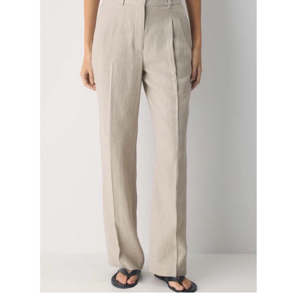 Aritzia Wilfred Effortless Pant Power Linen Undyed Dark Ecru Size 4